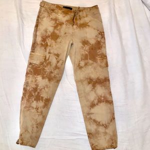 Women’s washed khaki tie-dye cargo pants